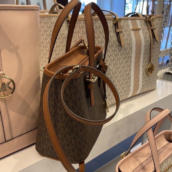 Michael Kors Jet Set Travel XS Carryall Tote Top Zip Tote Brown - Picture 7 of 16